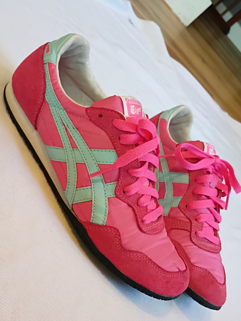Onitsuka Tiger by Asics Pink and Teal Retro Runner Sneakers